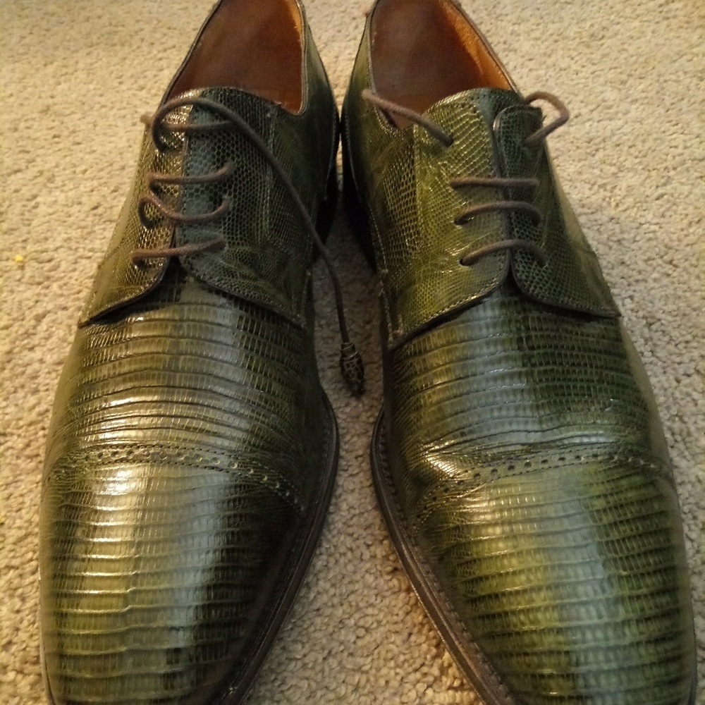 Mezlan Green Lizard Pattern Men's Shoes